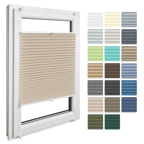 Home-Vision Premium Plissee ohne Bohren Klemmfix Cappucino B50 x H150cm