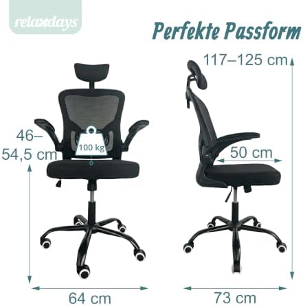 Bürostuhl, höhenverstellbar, drehbar, Wippfunktion, schwarz