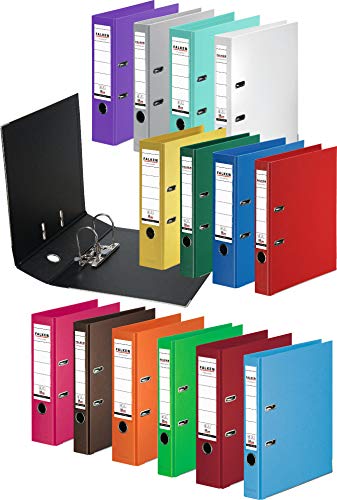 Falken Chromocolor Premium Quality Plastic Inner and Outer File Folders 8 cm Wide DIN A4 2 Assorted Colours Each with 2 Mint Leaves / Light Blue / Lime Green / Pink / Pack of 10