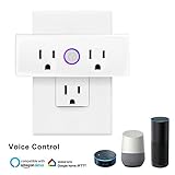 Mini Wi-Fi Smart Plug, 15A Wireless WiFi Smart Dual Outlet,2 in 1 Mini Socket Remote Control Works with Google Home,Alexa,Echo Dot (1)