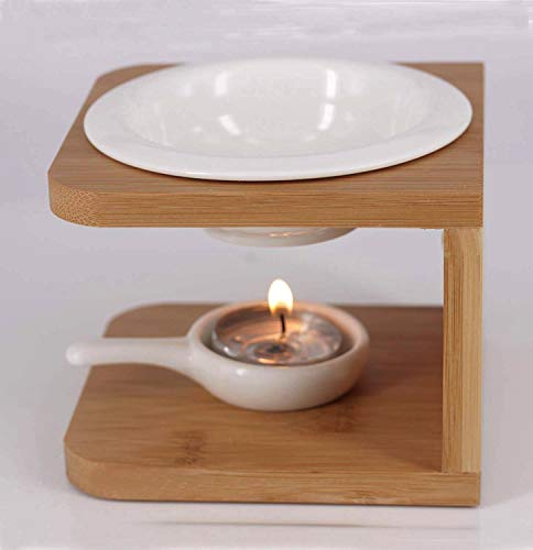 Singeek 100ML Ceramic Tea Light Holder,Essential Oil Burner Candle Aroma Diffuser For Spa Yoga Meditation (wood)