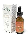 New!! 20% Vitamin C Serum- With Hyaluronic Acid, Ferulic Acid, Argan Oil, Vitamin E, Rosehip Seed Oil, Plant Stem Cells- Fights Wrinkles & Airbrushes Skin to Perfection - Phytosil 1 OZ (Clear)