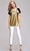 Summer Casual Punk Gold Black Colorblocking Metallic O-neck T-shirt Blouse Top L