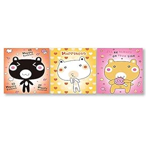 3 Panel Lovely Cartoon Kitty Painting Wall Bedroom...
