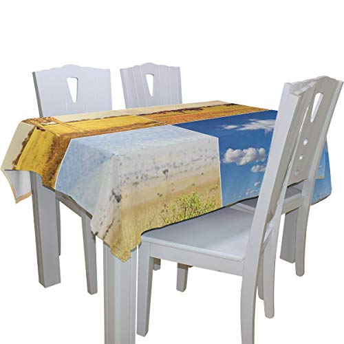 CHASOEA Decor Tablecloth African Safari Collage Lanscape with Native Animals Grassland Savannahs Mamals Rectangular Table Cover 60" x 104"