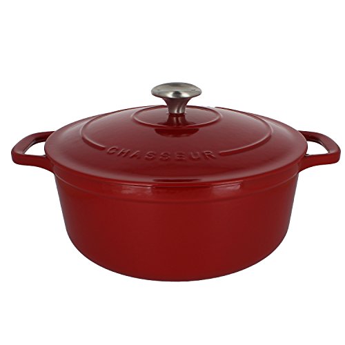 CHASSEUR CI_3724R_CI_168 French Enameled Cast Iron Round Dutch Oven, Red
