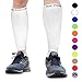 Calf Compression Sleeves for Men and Women - Footless Compression Socks for Runners, Shin Splints, Varicose Vein & Calf Pain Relief - Leg Brace for Running, Cycling, Travel - Medium, White