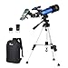 TELMU Telescope for Kids and Adults 70mm Portable Travel Telescope Astronomy Refractor Telescopes with Universal Wheel Tripod Observing Moon and Scenery (Rucksack&Mobile Stands Included), Blue-2, F40070M
