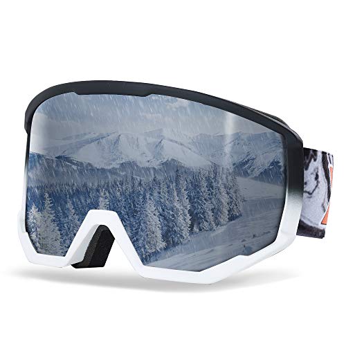 XR Ski Snowboard Goggles Anti-Fog UV Protection HD Cylinder Lens Over Glasses Non-Slip Strip Snow Goggles for Men&Women (Silver) - Thumbnail 7