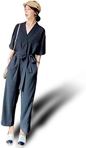 Adela Garden夏服 レディース セットアップ オールインワン パンツドレス ワイドパンツ 半袖 ロング丈ズボン M ブラック オールインワン 通販 Amazon