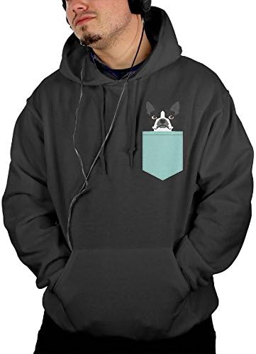 Boston Terrier And French Bulldog Casual Mens Pullover Fleece Hooded Sweatshirt L