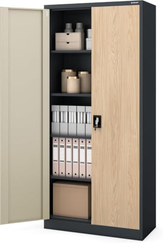 Jan Nowak Aktenschrank Metall abschließbar, Büroschrank, 195x90x40 cm