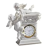 Design Toscano Baroque Twin Cherubs Bonded Marble Desktop Clock
