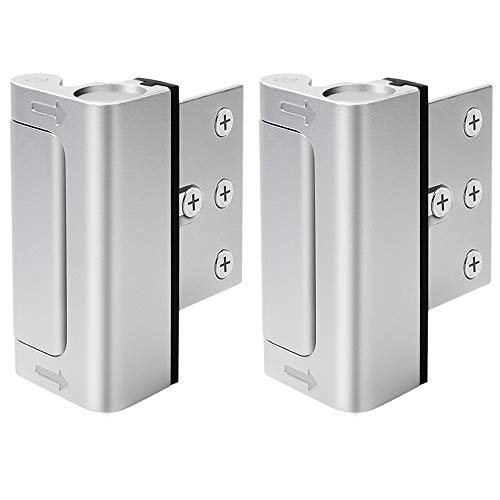 Home Security Door Lock, Upgrade Easy Open Childproof Door Reinforcement Lock with 3" Stop Withstand 800 lbs for Inward Swinging Door, Add Extra Lock to Defend Your Home Safe (Silver)