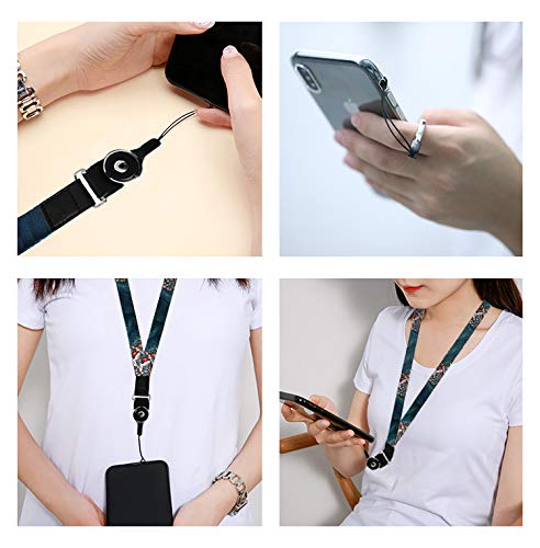 Cell Phone Lanyard Detachable, Universal Phone Neck Strap, Soft Phone Lanyard Neck Strap Case Holder, Crimmy Smartphone Strap (Black Flower)
