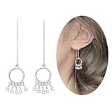 Aifeer Sterling Silver Dreamcatcher Threader Earrings Cubic Zirconia Hoop Long Dangle Drop Earrings