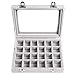 Pasutewel Velvet Glass Ring Jewellery Display Storage Box Jewelry Holder Storage Organizer Stand (Grey-(24 Grids))