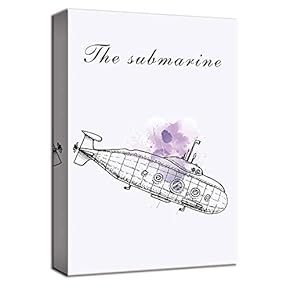Canvas Wall Art The Submarine Diving Purple Painting Artwork for Home Decor Framed - 12x18 inches