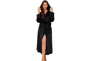 EK4YDNDS Womens Long Hooded Fleece Robe, Soft Warm Spa Bathrobe for Cozy Lightweight Loungewear