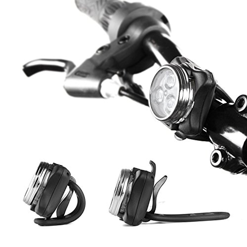 Rantizon Bike Light Set Bright LED Bicycle Lights Set Front and Rear, 4 Light Mode Options, 650mah Lithium Battery, USB Rechargeable, Fits All Bikes for Cycling, Hiking, Camping, Outdoor Activities