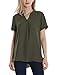 Chiffon Blouse,Timeson Lady Office Tops V Neck Short Sleeve Shirt-Tail Loose Chiffon Tunic Shirts Olive Green X-Large