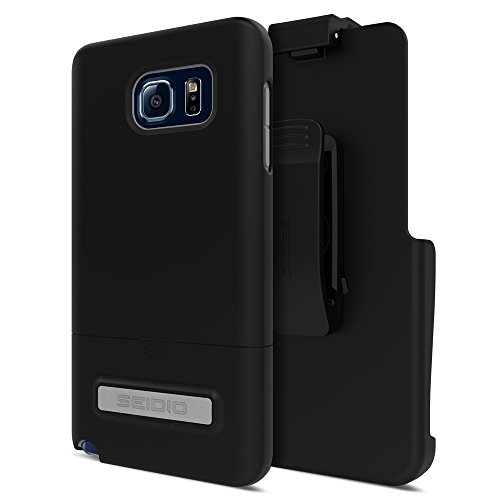 Seidio SURFACE with Metal Kickstand Case and Belt-Clip Holster Combo for Galaxy Note 5 - Retail Packaging - Black