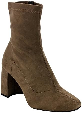 Speed Limited 98 FE65 Women's Casual Ankle High Chunky Block Heel Booties, Color:DEEP TAUPE, Size:10