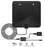 [2019 Latest] 35-85 Miles Amplified HD TV Antenna - Long Range Digital HDTV Antenna Support 4K 1080p & All Older TVs High Reception Free TV Signals Booster with 9.9ft Coax Cable/AC Adapter (Black)