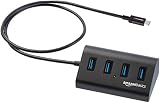 AmazonBasics USB 3.1 Type-C to 4-Port Aluminum Hub Connector, Black