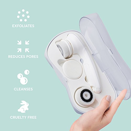 My Life My Shop Ultimate Spin Face Brush Daily Cleansing System, Facial cleansing brush designed for shower use. Includes 3 customized brushes and a protective travel case, Purple