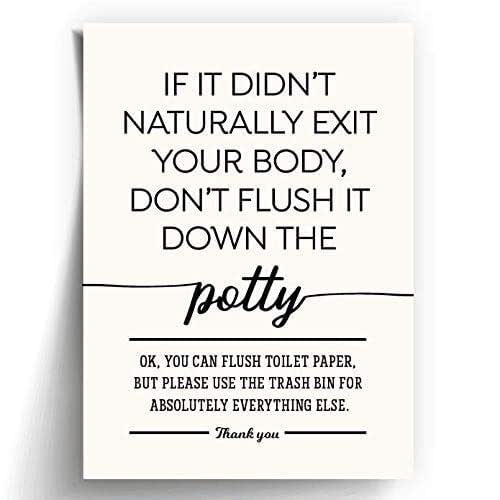 Amazon Com 5x7 Unframed Print Cute Do Not Flush Bathroom Sign Exit Body Potty Decor Sign Funny Toilet Septic System Sensitive Plumbing Farmhouse Rustic Modern Home Wall Art Cottage Cabin Country Lake Mountains