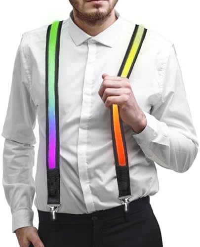 DreamsEden Light Up Suspenders LED Flashing Suspenders Glowing