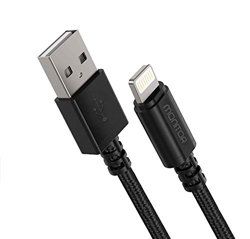 CZARTECH Monitor USB Charging Cable for iPhone, iPad, iPod [ Nylon Braided 1.2 Meter Charging and Data Transfer iOS Cabl
