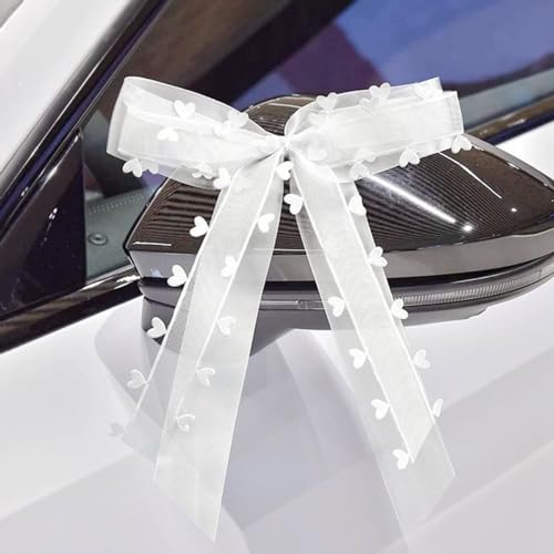 FGen 50 Pieces Car Wedding Bows, White Bow Decoration, Car Decoration, Wedding Aerial Bows, Handmade Satin Ribbon, for Car Decoration, Wedding, Christmas, Party