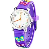 Vavna Best Seller Girls Boys Waterproof 3D Watch Cute Cartoon Digital Wrist watches Kids Children Christmas Gift Time Learning (Butterfly Purple)