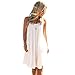 NFASHIONSO Women Lace Floral Sleeveless Swimsuit Cover up Bikini Dress White
