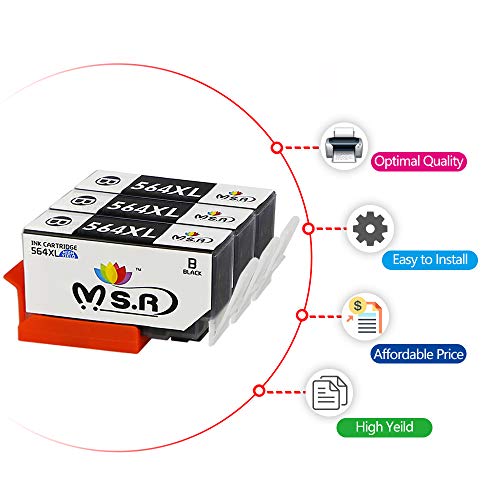 MS.R Compatible for HP 564XL Ink Cartridge, 3 Black, Used in HP Photosmart 5520 6520 7520 5510 6510 7510 7525 B8550 HP Premium C309A C410A HP Officejet 4620 HP Deskjet 3520