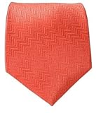 The Tie Bar 100% Woven Silk Solid Herringbone Coral Tie