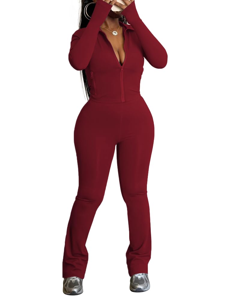 HBQ Women's 2 Piece Tracksuit Sets Long Sleeve Zip