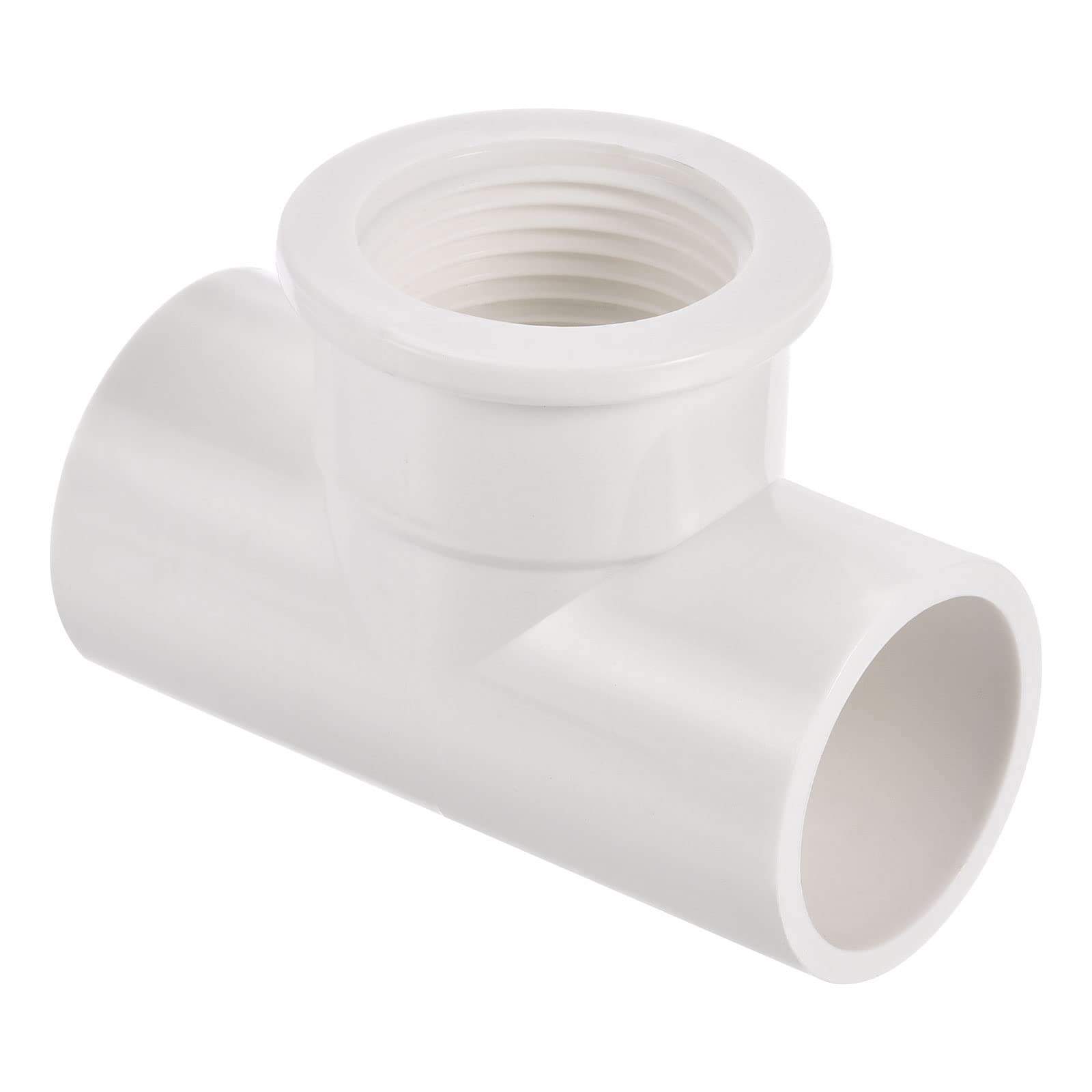 M METERXITY 1 Pack G3/4 Female Thread PVC Tee Pipe Fitting - Water Tube Slip Connector, Pipe Socket Adapter, Apply to Outdoor/Garden (3/4-inch, White)