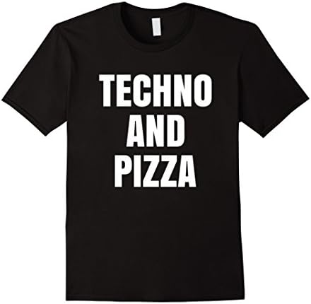 Men's Funny Techno and Pizza T-Shirt | Fitted Small Black