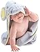 Little Tinkers World Premium Hooded Towels for Baby | Beach Or Bath Towel | Grey Elephant Design | Ultra Soft and Absorbent | 100% Cotton Childrens Swimming/Bath Towel with Hood for Girls and Boys