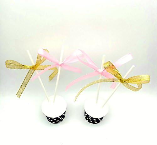 Paity gold Pink Ribbon Bow Party Wedding Cupcake Toppers Birthday Cake Toppers Cake Decoration Bowknot Party Supplies Cupcake Toppers Wedding Cake Decoration/set of 18