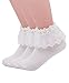 YASIDI Women Lace Ruffle Frilly Ankle Socks (3 Pairs-White)