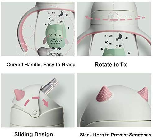 Bebamour Sippy Cup 6-36 Months Non Spill Straw Cup for Toddlers Soft Spout Cup Spill Proof Water Bottler for Kids, BPA Free, PPSU, 210ML, Green