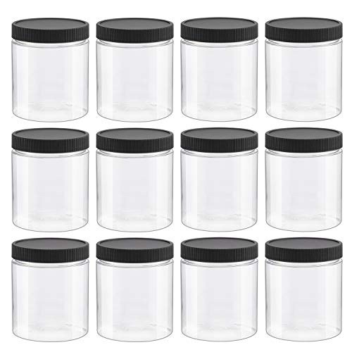 12 PCS 8 Oz Clear Empty Slime Storage Containers, Slime Jars with Lids and Labels - BPA Free