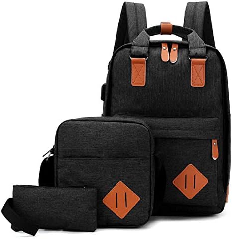Canvas Laptop Backpack Bag 3 in 1 Black