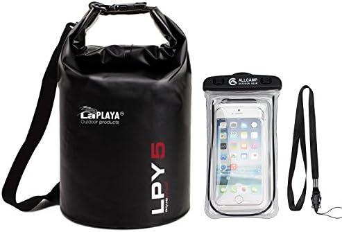 FORBEST Waterproof Dry Bag 5L for Boating,Swimming,Kayaking,Rafting,Hiking,Camping and Fishing with Adjustable and Detachable Shoulder Strap(Black,5L)