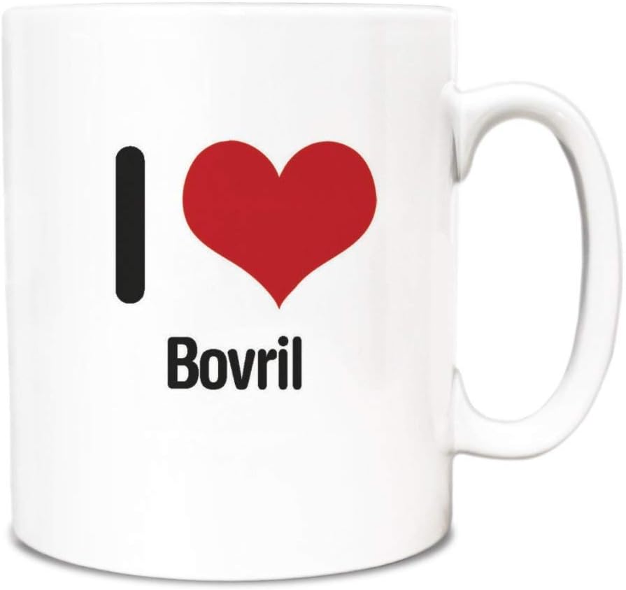 White Ceramic Mug Coffee Mug I Love Bovril 11/15 Ounce（Set Of 1）