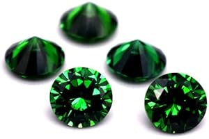 PONYTOYY 10pcs Emerald Round Faceted Gemstone Brilliant Cut Medium Green Emerald Gem in Small Sizes ER006